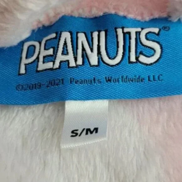 Soft Comfy Pink & White Peanuts Snoopy Bathrobe with Hood - S/M - Picture 7 of 7